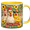 Accent Mug, variant on Lotusprint LLC Funny Chicken Personalized 2D Print Flat Accent Mug, Cool Rooster Glasses Sunflower Floral Design Gift 15oz, Red