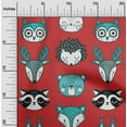 thumbnail image 2 of oneOone Viscose Chiffon Red Fabric Cute Animal Face Pattern Sewing Material Print Fabric By The Yard 42 Inch Wide, 2 of 5