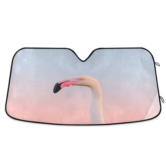 Iauyy Foldable Windshield Sun Shade for Cars, Interior Sun Protection for car UV Protection for Sedan/SUV/Truck, (S/M/L) Flamingo Skull