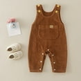 thumbnail image 2 of Yammkia Baby Denim Overall Toddler Soft Cute Workwear Bib Pants Jeans Jumpsuit 0-18M (Brown,6-12 Months), 2 of 7