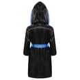 thumbnail image 2 of Doomiva Enfants Garçons Robe de Boxe Art Martial Muay Thaï Uniforme Manches Longues Kick Boxe Robe à Capuche Ensembles Noir&Bleu D 8, 2 of 5