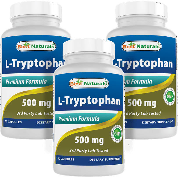 3 Pack Best Naturals LTryptophan 500 mg 60 Capsules
