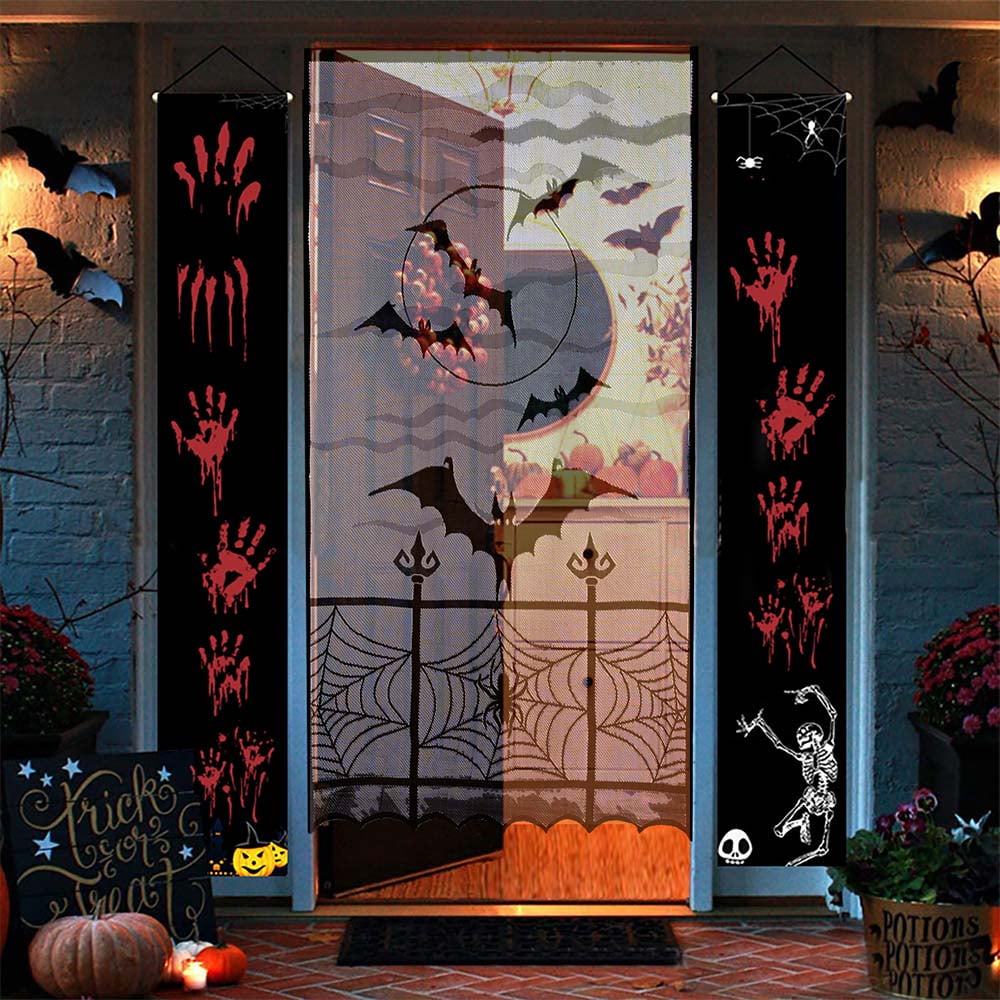 Abtel Halloween Curtains Rod Pocket Window Curtain Treatments Bats