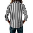 thumbnail image 6 of Satingcolo Women Striped Polo Shirts 3/4 Sleeve Rugby Shirts Oversized Collared T Shirts Fall Color Block Tee Tops,Black M, 6 of 6