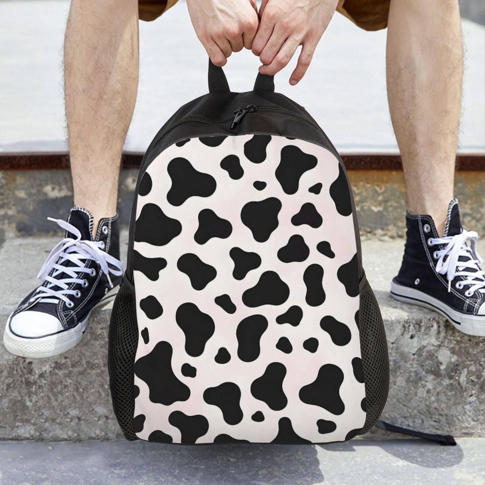 Single Side Full Backpack 16.1×11.8×4.5in Large Capacity Breathable Shoulder Belt Leisure Simple And Strong Bearing Capacity Simple Cow-Print Pattern1_4