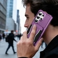 thumbnail image 5 of For Samsung Galaxy S25 Ultra Phone Case,With Contractile Kickstand,Card Slots,Anti-Scratch PU Leather + TPU Hybrid Shockproof Heavy Duty Anti-fall Drop Protection,Tough Rugged Phone Case,Purple, 5 of 6