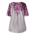 thumbnail image 4 of Inkach Women Summer Fashion Loose Split Fork V-Neck Print Casual Short-Sleeve Tops, 4 of 4