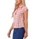 thumbnail image 4 of CAMISA DE BOTONES DE CUADROS CON CUELLO PUNTO Y MANGAS CORTAS PARA MUJER INSPIRADA CHIC TALLA XS ROSA-BEIGE, 4 of 6