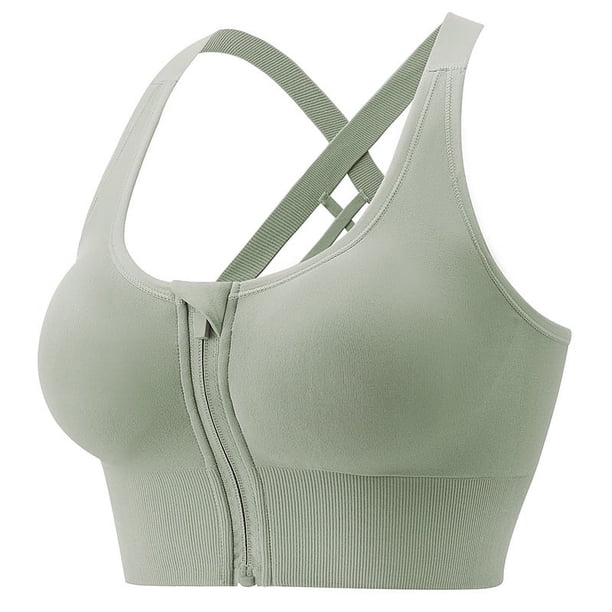 Sujetador deportivo de fitness de gran tamaño con realce a prueba de golpes y alta resistencia Xia Mei Sujetador integrado en la espalda con cremallera frontal Ropa interior deportiva para mujer