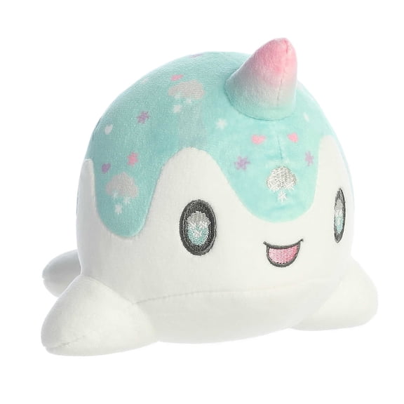 Aurora - Small White Tasty Peach - 8" Snowfall Nomwhal - Festive Stuffed Animal