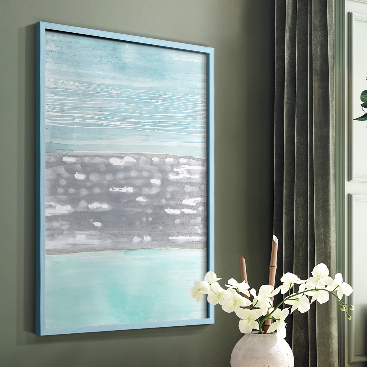 Hydrusphere I Framed Print in Blue Solid Wood Framed Print No Nail Hanging