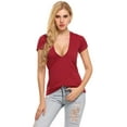 thumbnail image 4 of Zeagoo Women's Deep V T-Shirt Summer Short Sleeve Loose Casual Top, 4 of 9