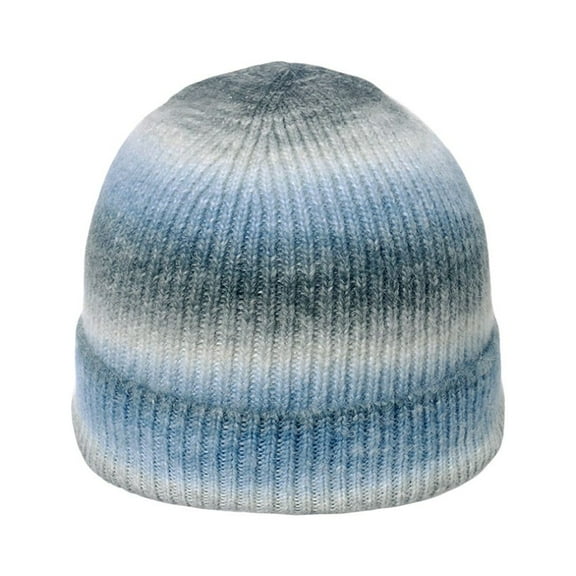 WITHMOONS Gradient Color Ribbed Knit Beanie Hat Watch Cap Slouchy Skull Cap YZ50212 (Blue)