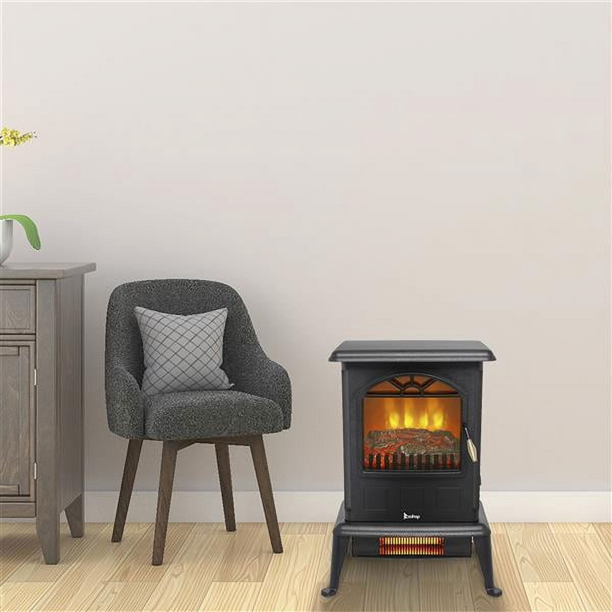 Electric Fireplace Heater,22.4" Freestanding Portable Infrared Fireplace Heater Stove with 3-Sides Realistic Flame for Indoor Use, Overheating and Tip-Over Safety,1000W/1500W