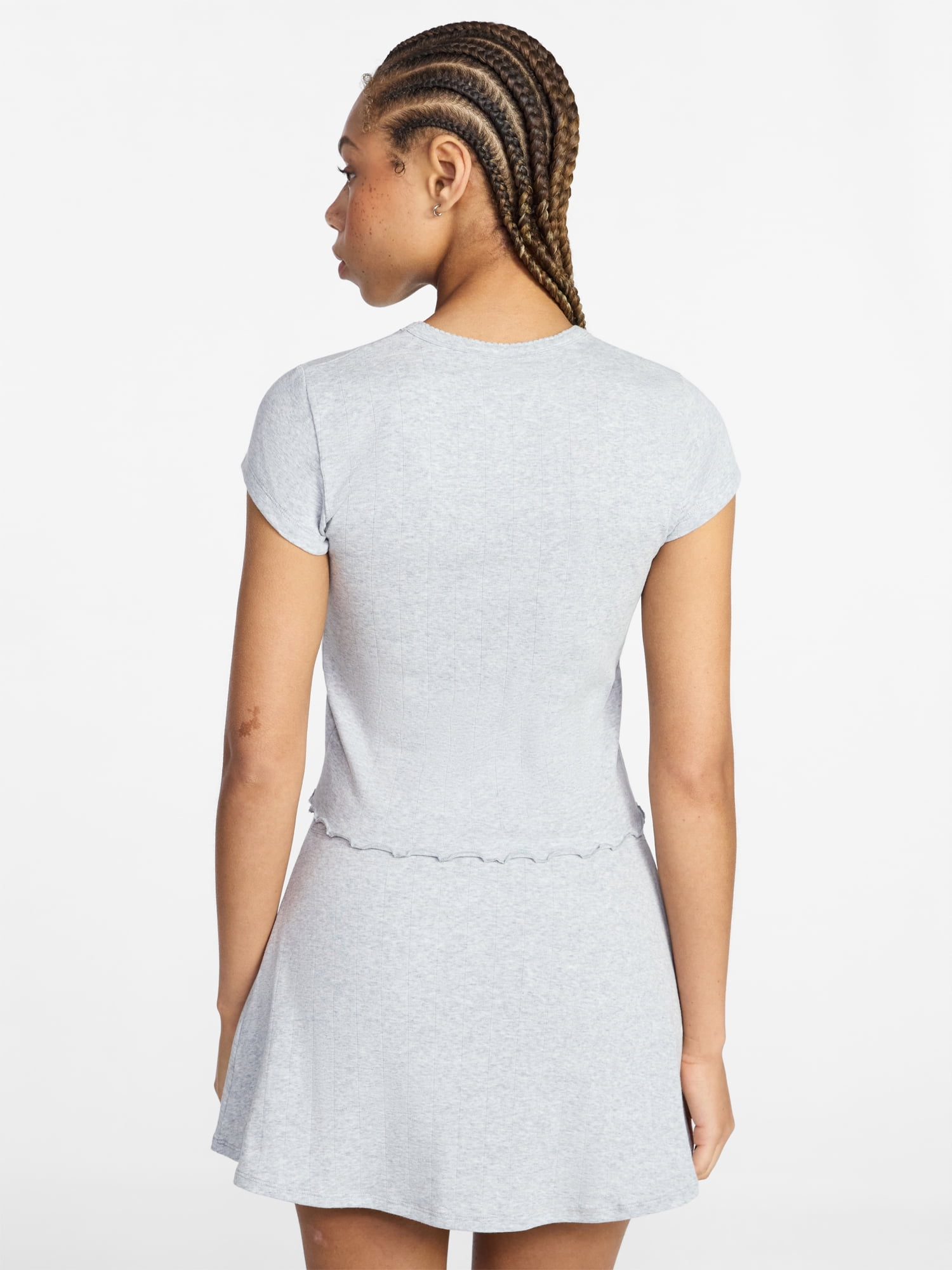 No Boundaries Cotton Stretch Drop Needle Baby Tee, Women's XS-XXXL
