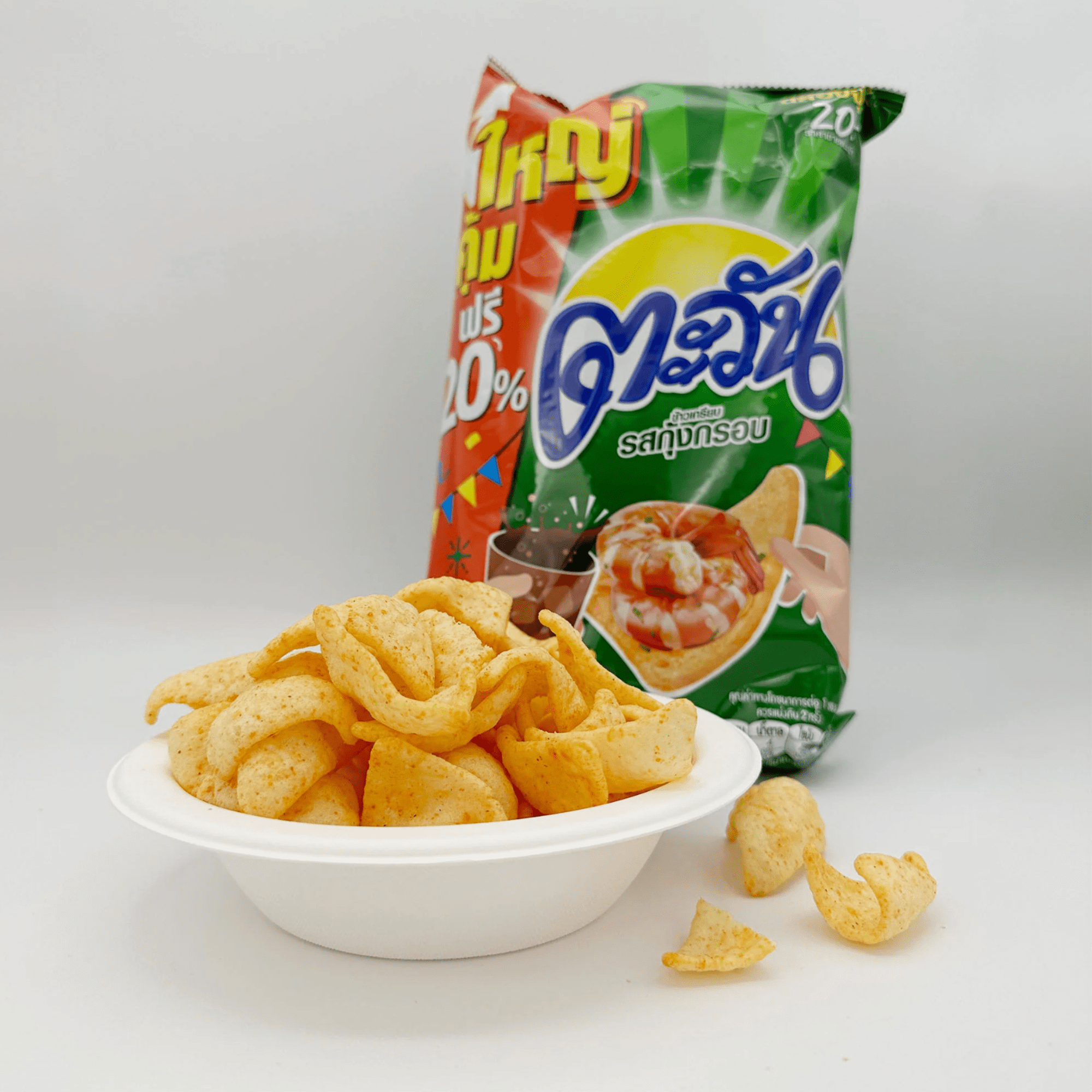 Tawan Tapioca Prawn Chips – Gluten-Free Crispy Snack, Authentic Seafood Flavor (67g x 6)