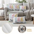 thumbnail image 6 of Outdoor Pillow Covers Pack of 2, Happy Easter Words Pink Blue Yellow Bunnies Waterproof Throw Pillowcase Cushion Cases, Eggs Rabbit Decorative Pillow Cover for Couch Sofa Home Bed Patio, 6 of 9