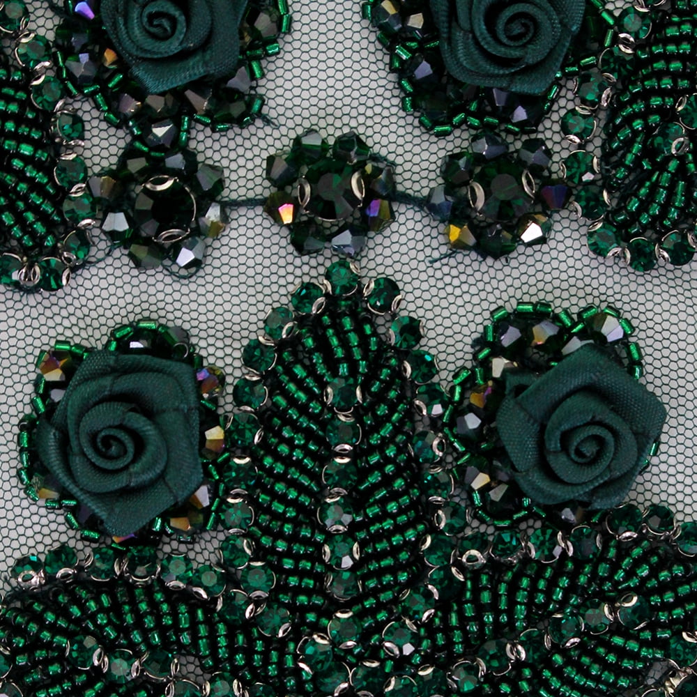 Beading Fringe Tassel Patches Satin Rose Applique Epaulets Shoulder Board Applique Collar Sew on Wedding Dress Decorative 1 piece