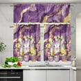thumbnail image 2 of Marble Texture and Cute Rabbit Kitchen Curtains Valance Set of 3 Coffee Decor Easter Day Bunny Window Drapes for Living Room Home Decoration,Size M, 2 of 4
