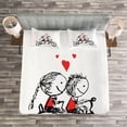 thumbnail image 3 of Ambesonne Love Quilted Bedspread Set 3 Pcs, Couple Cycling Together, King Size, Black White Scarlet, 3 of 3