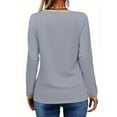 thumbnail image 3 of Women's Casual Long Sleeve T-Shirt V Neck Color Block Loose Fit Tunic Top, 3 of 4