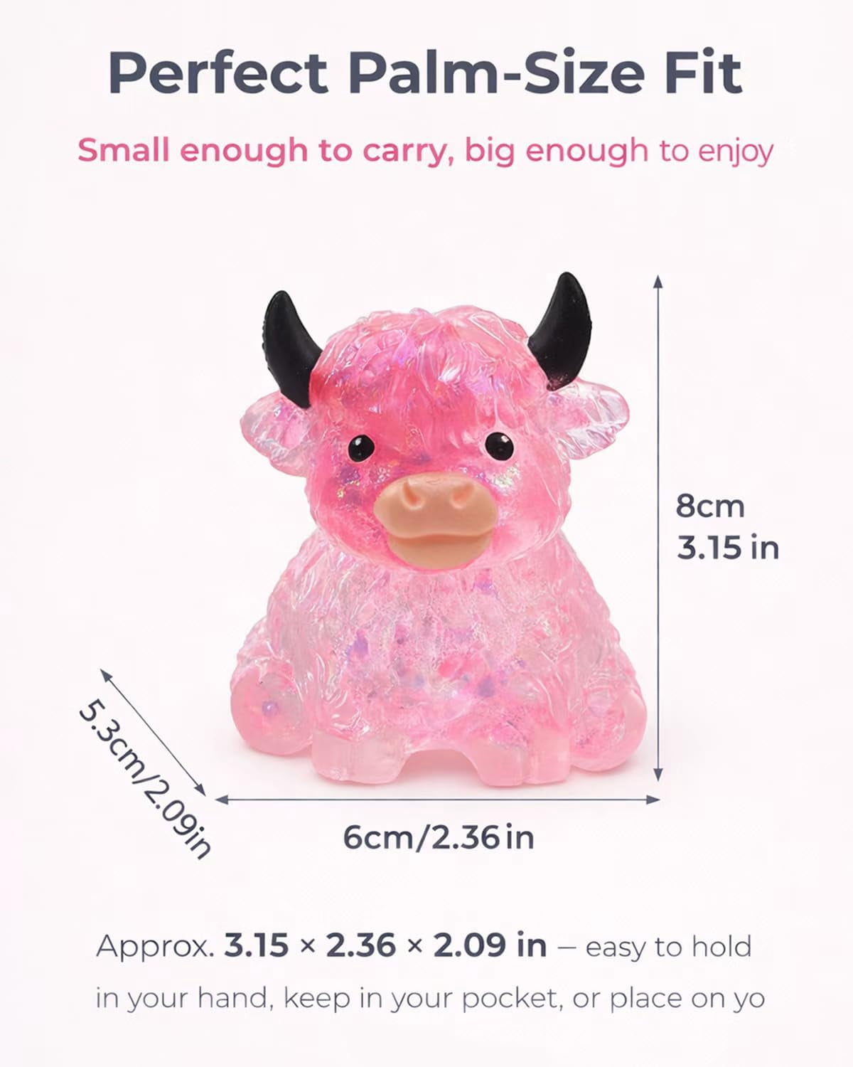 Glitter Highland Cow Squishies Fidget Stuff, Soft Slow Rising Stress Relief Ball, Cute Sensory Squeeze, Birthday Graduation Gifts for Cow Lovers