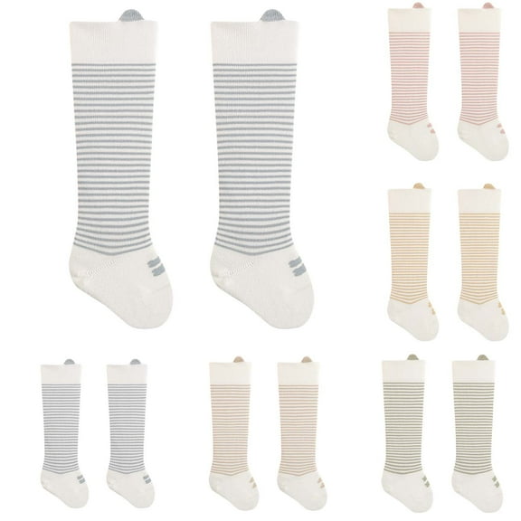 NAISIBABY Toddler Knee High Socks, Cotton Stretchy Breathable Thin Soft Baby Casual Tube Long Socks Blue 2T