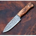 thumbnail image 5 of Custom Handmade Damascus Steel Fixed blade Skinning knife Wood Handle With Leather Sheath, 5 of 6