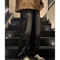 thumbnail image 5 of GYRATEDREAM Boy's Pull On Jeans Cute Star Baggy Denim Pants Elastic Waist Straight Wide Leg Jeans Trousers for Teen Boys 8-16Y, 5 of 8