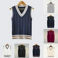 thumbnail image 2 of Mens Fashion Thick V-Neck Sleeveless Vest Sweater School Uniform Knitting Tops, 2 of 10