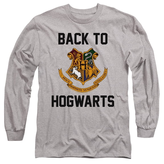 Harry Potter I'd Rather Be at Hogwarts 2 Unisex Adult Long-Sleeve T Shirt,Athletic Heather, Small