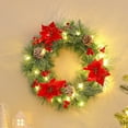 thumbnail image 4 of WEGFTDUOP Flower Wreath Christmas Door Knocker Indoor And Outdoor Winter Door Knocker With Red Christmas Flowers And Red Fruit Pines Cones Christmas Decorations Holiday Products, 4 of 6