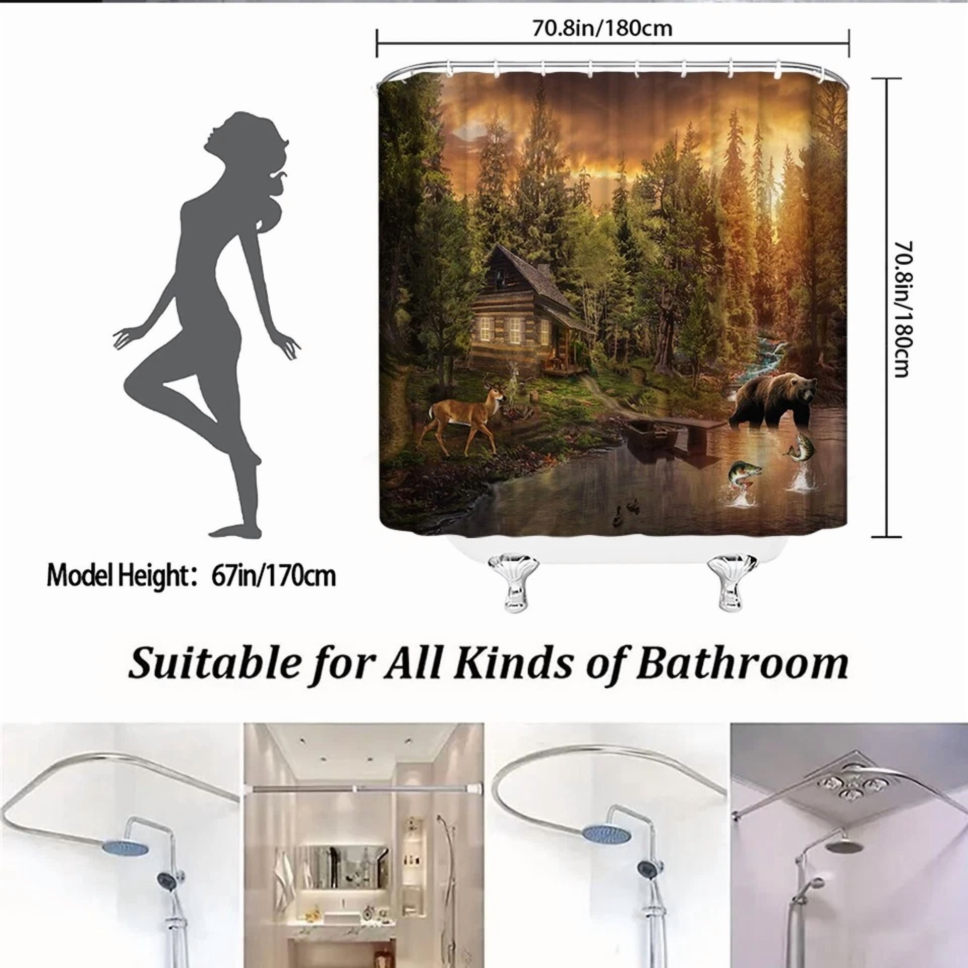BUTTERFLY- 1Pc Shower Curtain -Polyester Fabric- 70.8X70.8 Inches With Hooks-6524A