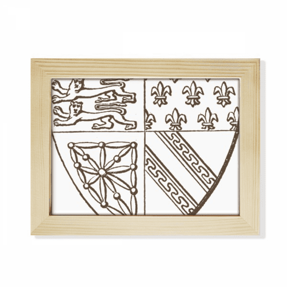 Black White Baroque Art Lion Shield Pattern Desktop Photo Frame Picture Art Decoration Painting 6x8 inch