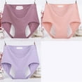 thumbnail image 6 of vigerkar 3 Pack Women Plus Size Panties Cotton Leakproof Underwear Tummy Control Panty Solid Soft Underpants Leak Proof Briefs (Purple, 6XL), 6 of 9