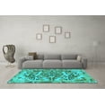 thumbnail image 3 of Ahgly Company Machine Washable Indoor Square Animal Turquoise Blue Traditional Area Rugs, 8' Square, 3 of 4