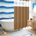 thumbnail image 5 of No Hook Shower Curtain, Vintage Rattan Shower Curtains for Bathroom with See Through Top Window, Minimalist Abstract Wicker Texture Brown Waterproof & Washable Bath Curtain Stand Up Stall 36"x72", 5 of 9