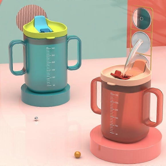 2pcs Plastic Sippy Cup Baby Straw Cup With Straw for Toddlers Baby Water Bottle for Drinking And Training Unbreakable Home Travel Use