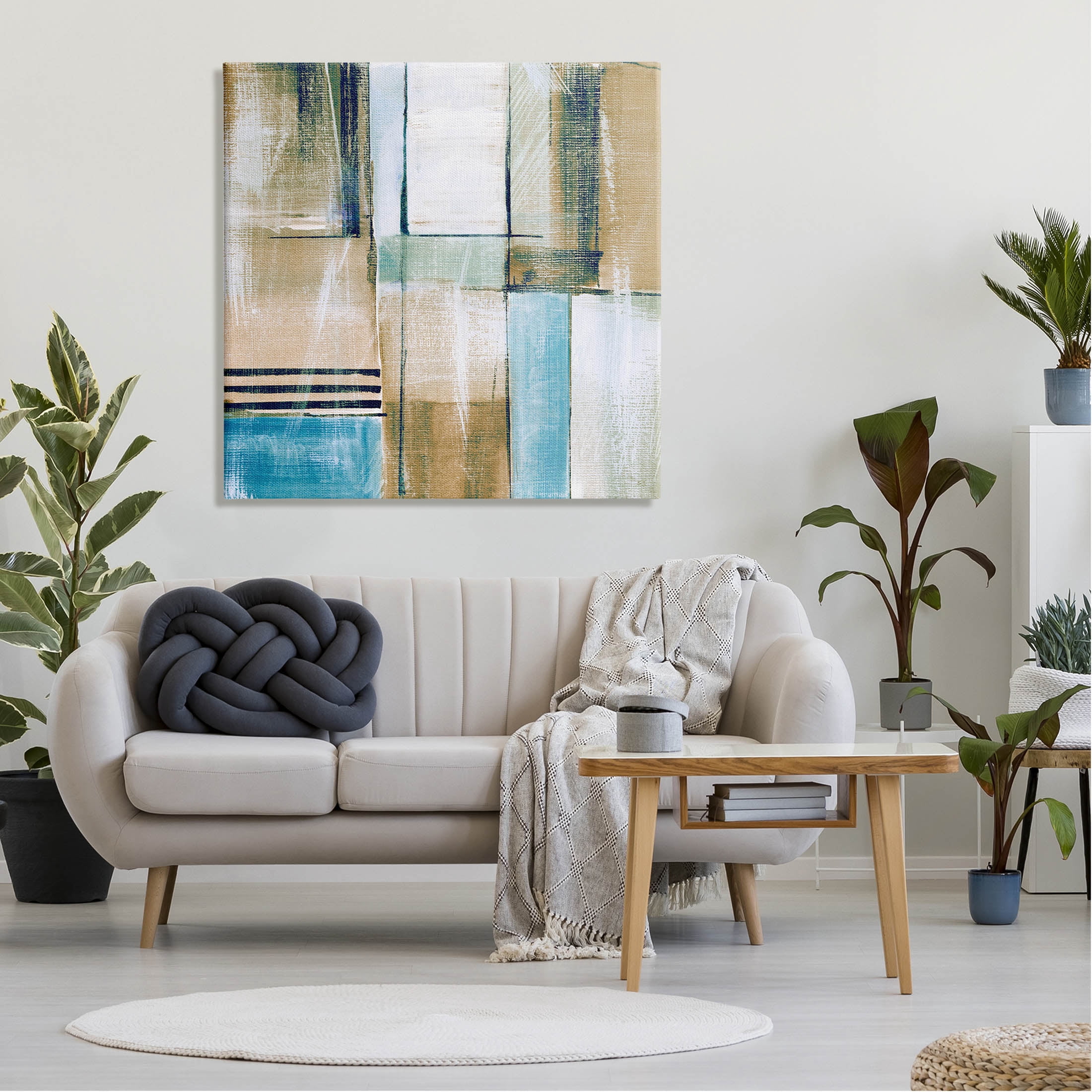 Modern Geometric Shapes Arrangement Abstract Painting Gallery Wrapped Canvas Print Wall Art
