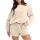 thumbnail image 1 of Puntoco Mujeres Moda Cuello Redondo Blusa Manga Larga Tops Sudadera Pantalones Cortos Casual Traje Conjuntos Puntoco Puntoco-3337, 1 of 4