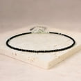 thumbnail image 2 of Black Tourmaline 2mm Round Shape Faceted Cut Beads 7 inch adjustable Silver Plated Clasp Bracelet for men, women, unisex. Link Chain Stacking Bracelet.|LINK_01316, 2 of 5
