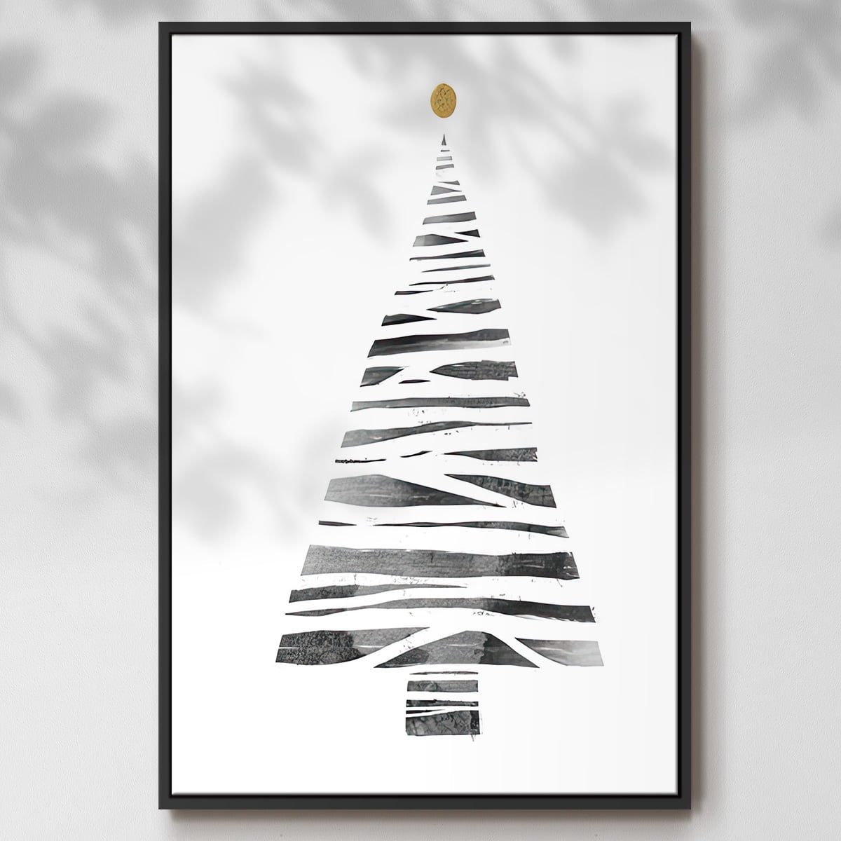Christmas Tree I - Framed Gallery Wrapped Holiday Canvas - 25 x 37 - Black Frame