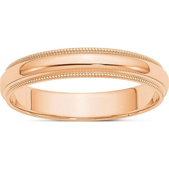 10K Rose Gold 4mm Milgrain Half Round Band Size 11 Made In United States 1rm040-11