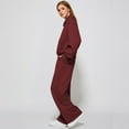 thumbnail image 5 of Fgvctg Lounge Sets for Women 2 Piece Tracksuit Set Half Zip Sweatshirt Fleece Wide Leg Sweatpants Fall Casual Jogger Lounge Sweatsuits with Pockets Wine L, 5 of 5