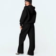 thumbnail image 4 of Szluipve Women Cropped Zip‑Up Hoodie 2 Piece Outfits Drawstring Long Sleeve Full Zip Short Hooded Jacket and Elastic Waist Wide Leg Pants Casual Tracksuit Loungewear Set Black M, 4 of 7
