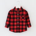 thumbnail image 2 of Xudanell Baseball Shirts for Boys Lapel Flannel Tops Jacket Plaid Boys Long Sleeve Shirts Coat Outwear Red 5-6 Years, 2 of 4