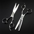 thumbnail image 3 of Juego de tijeras profesionales para cortar el cabello de 15 cm (6 pulgadas) para barbería y entresacar, con mango ergonómico., 3 of 5