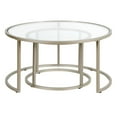 thumbnail image 3 of Set Of Two 35" Silver Glass Round Nested Coffee Tables, 3 of 5