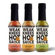 Bushwick Kitchen Weak Knees Hot Sauce Sampler Gift Set, Three (3) Bottles of Flavored Hot Sauces, 5 fl oz each