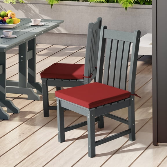 WestinTrends Solace Outdoor Patio Kitchen Dining Chair Square Seat Cushions Set of 4, 20" x 18", Red